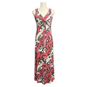 Boden Pink, Green and White Paisley Feather Maxi Dress Size 8 VV0926